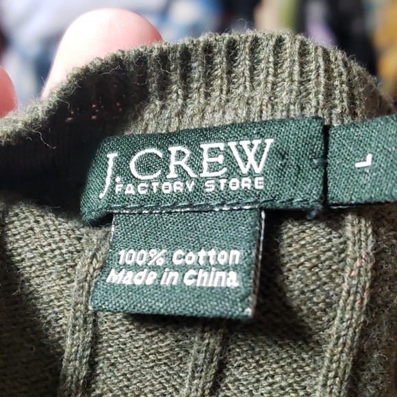J.crew factory olive green ribbed sweater vneck - Picture 5 of 5